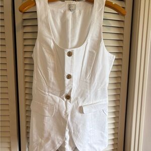 a new day White Sleeveless Romper with Button Front
